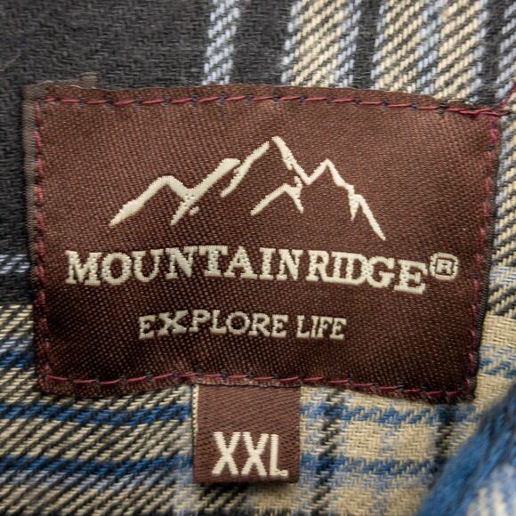 Mountain Ridge Flannel Men's 2XL Button Down Long Sleeve Plaid Blue Black White - Picture 3 of 12